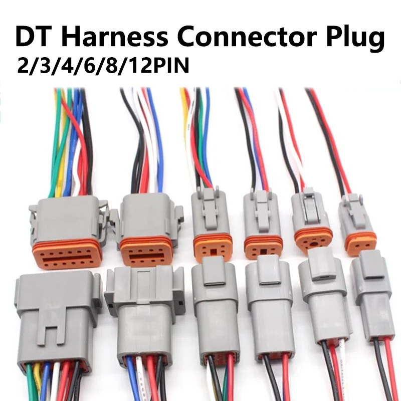 5/20/100Set 2/3/4/6/8core12pin deutsch dt dt06 Serie elektrische wasserdichte Steckdose mit 15cm Kabelbaum Image