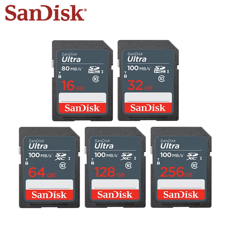 SanDisk Ultra 100 MB/s SD-Karte 256 GB 128 GB 64 GB 32 GB 16 GB SDHC SDXC-Speicherkarte für Kamera 100 % Original Image