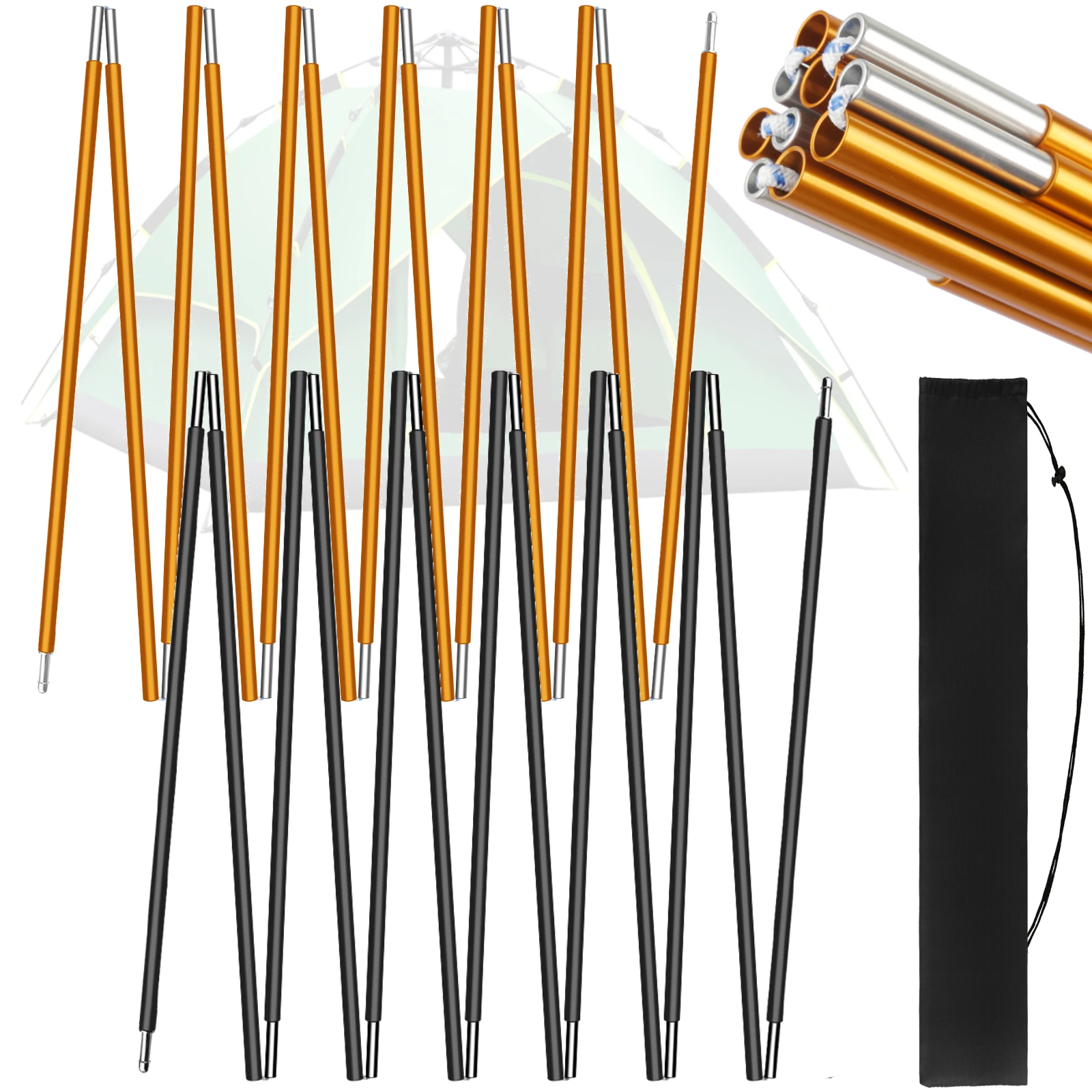 1pc/2pc Aluminium Legierung Zelt Pole 4,3 M/3,6 M Camping Unterstützung Stangen Ersatz Zubehör für wandern Markise Shelter Rahmen Stangen