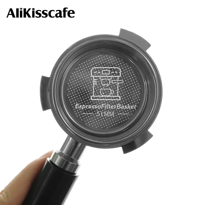 ALIKISSCAFE Kaffee Bodenloser Siebträger Nackt Edelstahl Für Delonghi Dedica EC680 EC685 Barista Werkzeuge Espresso Zubehör Image