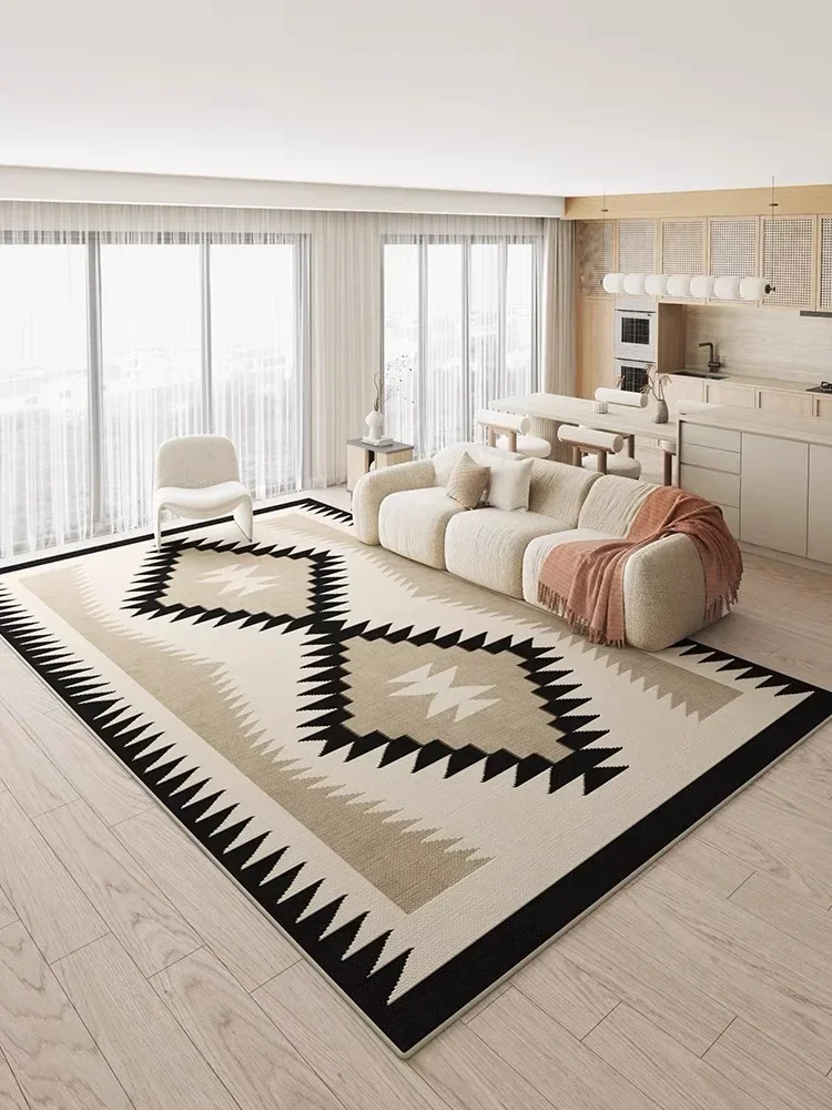 VIKAMA Französischer Vintage-Teppich mit Schlaufenstapel, leicht, luxuriös, modern, hochwertig, cremefarben, für Zuhause, Schlafzimmer, Nachttisch, Couchtisch, Teppich