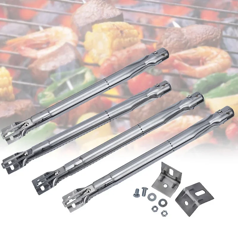 4 Stück skalierbare Grill-Gasgrill-Rohrbrenner, verstellbar, 30–45 cm, ersetztes Edelstahl-Werkzeug, universeller Ersatz für Zuhause Image