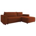 Canapé d'angle droit convertible 4 places en tissu texturé terracotta