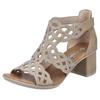 Sandalette RIEKER, Damen, Gr. 40, beige, Nubuklederimitat, unifarben, elegant, Schuhe, Sommerschuh, Schaftsandale, Urlaubschuh, Blockabsatz mit Glitzersteine