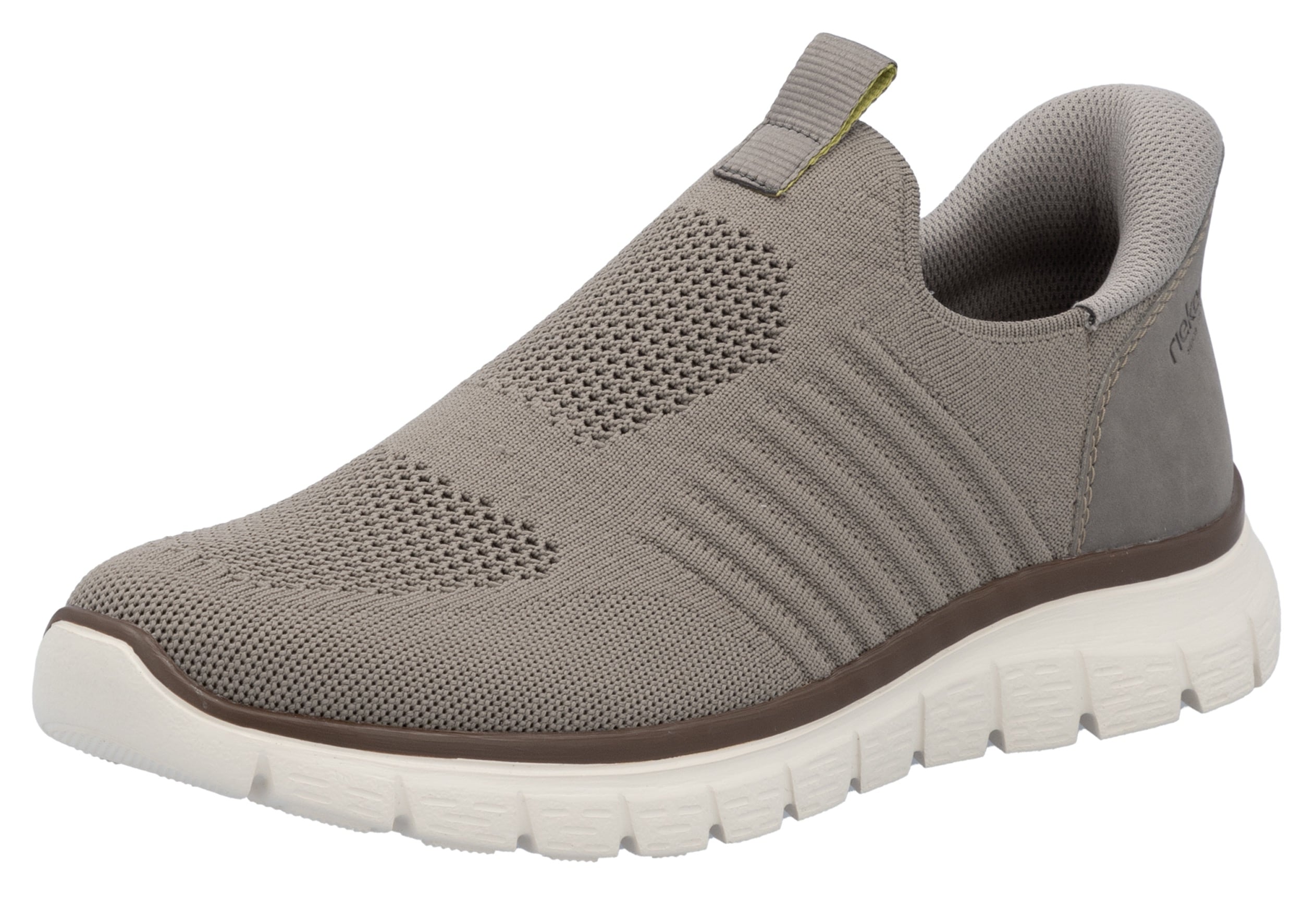 Slipper RIEKER, Herren, Gr. 47, beige, Lederimitat, Textil, Schuhe Slipper, Schlupfschuh, Freizeitslipper, Halbschuh mit gepolsterter Ferse