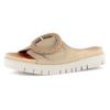 Pantolette GABOR, Damen, Gr. 43, beige, Ziegenveloursleder, unifarben, modisch, Schuhe, Plateau, Sommerschuh, Schlappen mit Zierperlen an der Zierschnalle