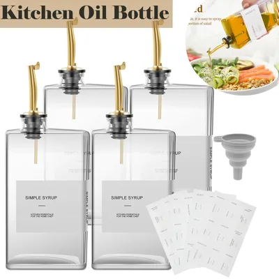 350ml/500ml Glass Olive Oil Bottle Rectangular Oil Pot Leak-proof Kitchen Seasoning Vinegar Bottle