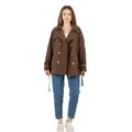 Trench marrone con colletto doppiopetto per donna, trench corto, trench in stile vintage per autunno e primavera di DIVESSE