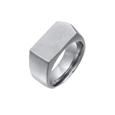KUZZOI - Siegelring Rechteckig Edelstahl Matt Silberfarben Ringe 1 ct Herren Image