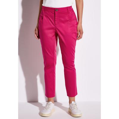 7/8-Hose STREET ONE, Damen, Gr. 46, Länge 26, lila (juicy berry), Web, 97% Baumwolle, 3% Elasthan, unifarben mit Farbeinsatz, casual, comfort fit 7/8-Länge, Hosen, 4-Pocket Style, Topseller Image