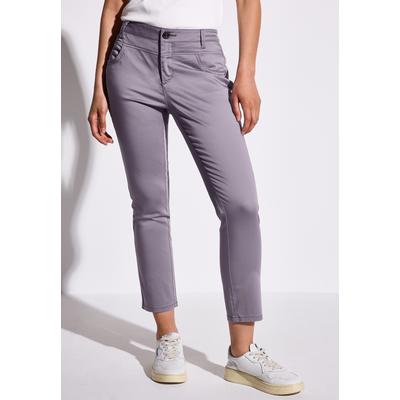 7/8-Hose STREET ONE, Damen, Gr. 44, Länge 26, lila (wisteria lila), Web, 97% Baumwolle, 3% Elasthan, unifarben mit Farbeinsatz, casual, comfort fit 7/8-Länge, Hosen, 4-Pocket Style, Topseller Image