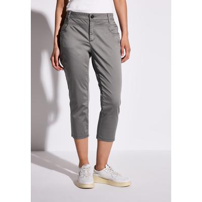 3/4-Hose STREET ONE, Damen, Gr. 40, Länge 22, overcast grau, Web, 97% Baumwolle, 3% Elasthan, unifarben, casual, comfort fit 3/4-Länge, Hosen, Middle Waist Image