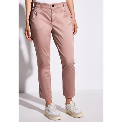 7/8-Hose STREET ONE, Damen, Gr. 34, Länge 26, rosa (dusty petal rose), Web, 97% Baumwolle, 3% Elasthan, unifarben mit Farbeinsatz, casual, comfort fit 7/8-Länge, Hosen, 4-Pocket Style, Topseller Image