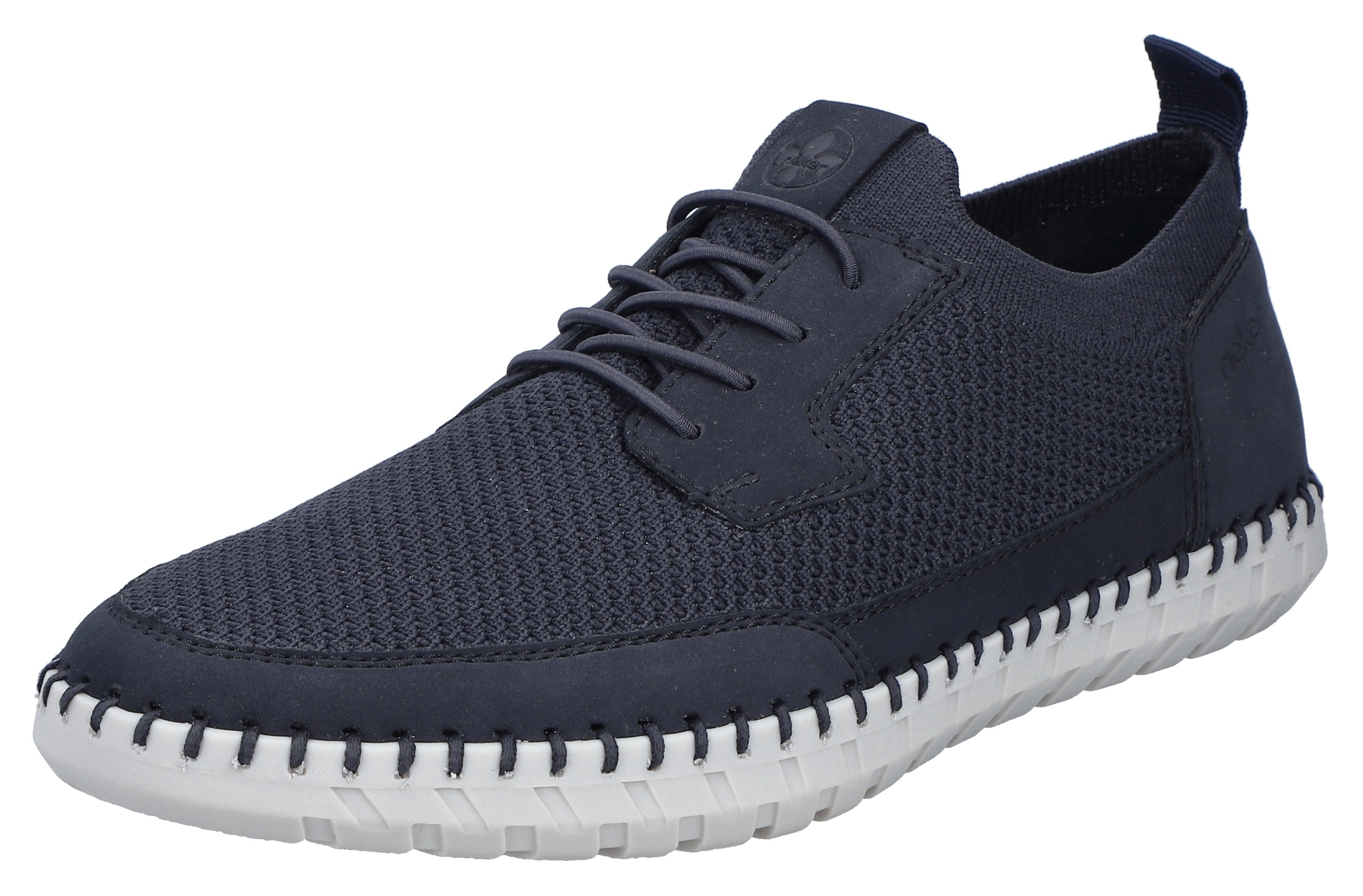 Slip-On Sneaker RIEKER, Herren, Gr. 43, blau (nachtblau), Nubuklederimitat, Textil, unifarben, Schuhe, Slipper, Schlupfschuh, Freizeitsneaker mit elastischem Einstieg