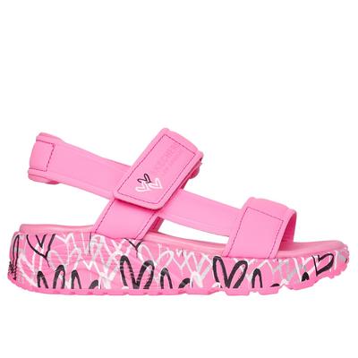 Skechers Girl's JGoldcrown: UNO Lite Sandals - Sunny Love | Size 11.0 | Hot Pink | Synthetic/Textile