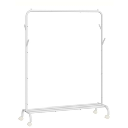 Kleiderständer auf Rollen, Kleiderstange, Garderobenstange, Garderobenständer aus Stahlrohren, 103,5 cm breit, wolkenweiß Image