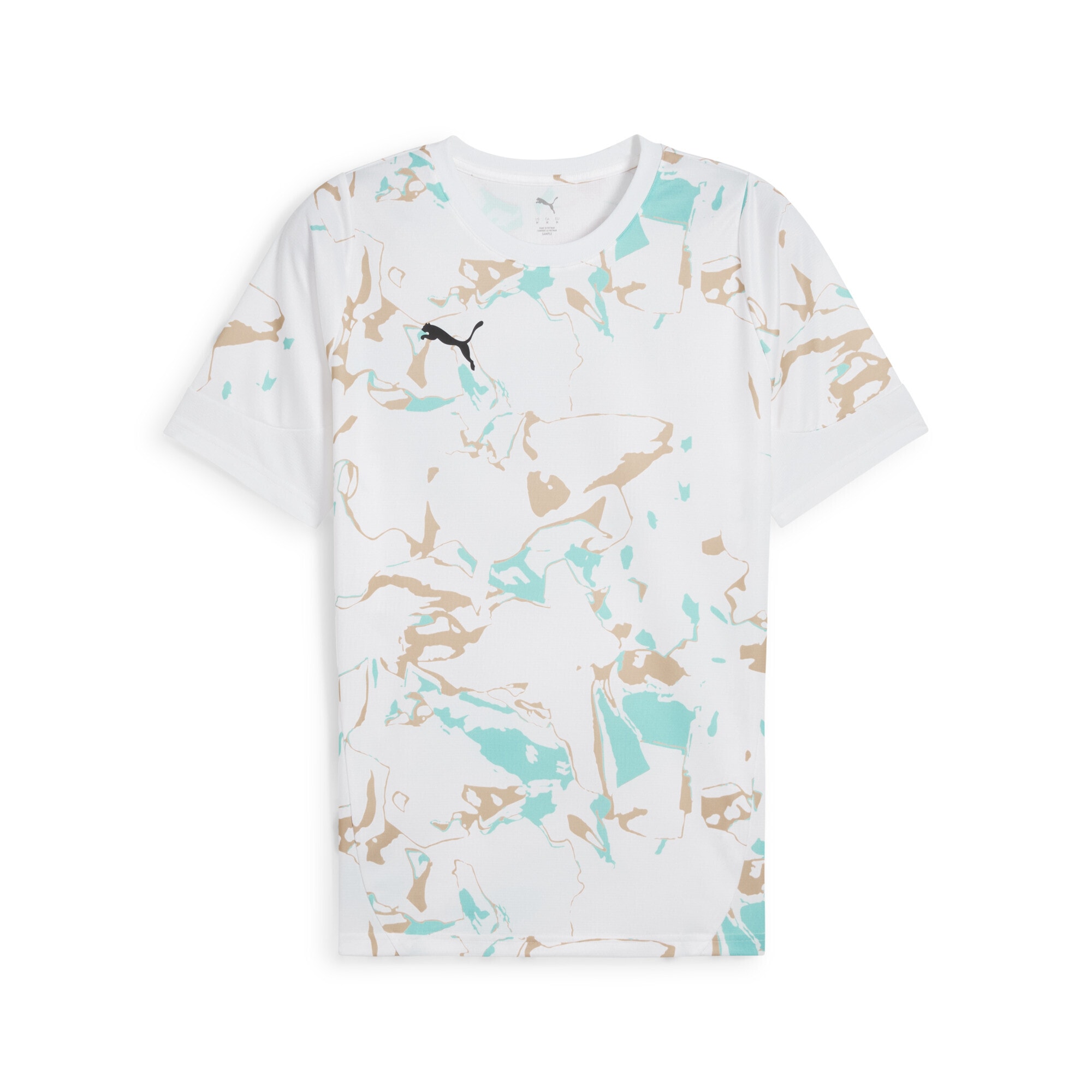 Trainingsshirt PUMA "IndividualEARTH DAY Fußballtrikot Herren", Herren, Gr. M, weiß (weiß light sand beige), Obermaterial: 100% Polyester, bedruckt, slim fit, Rundhals, Shirts