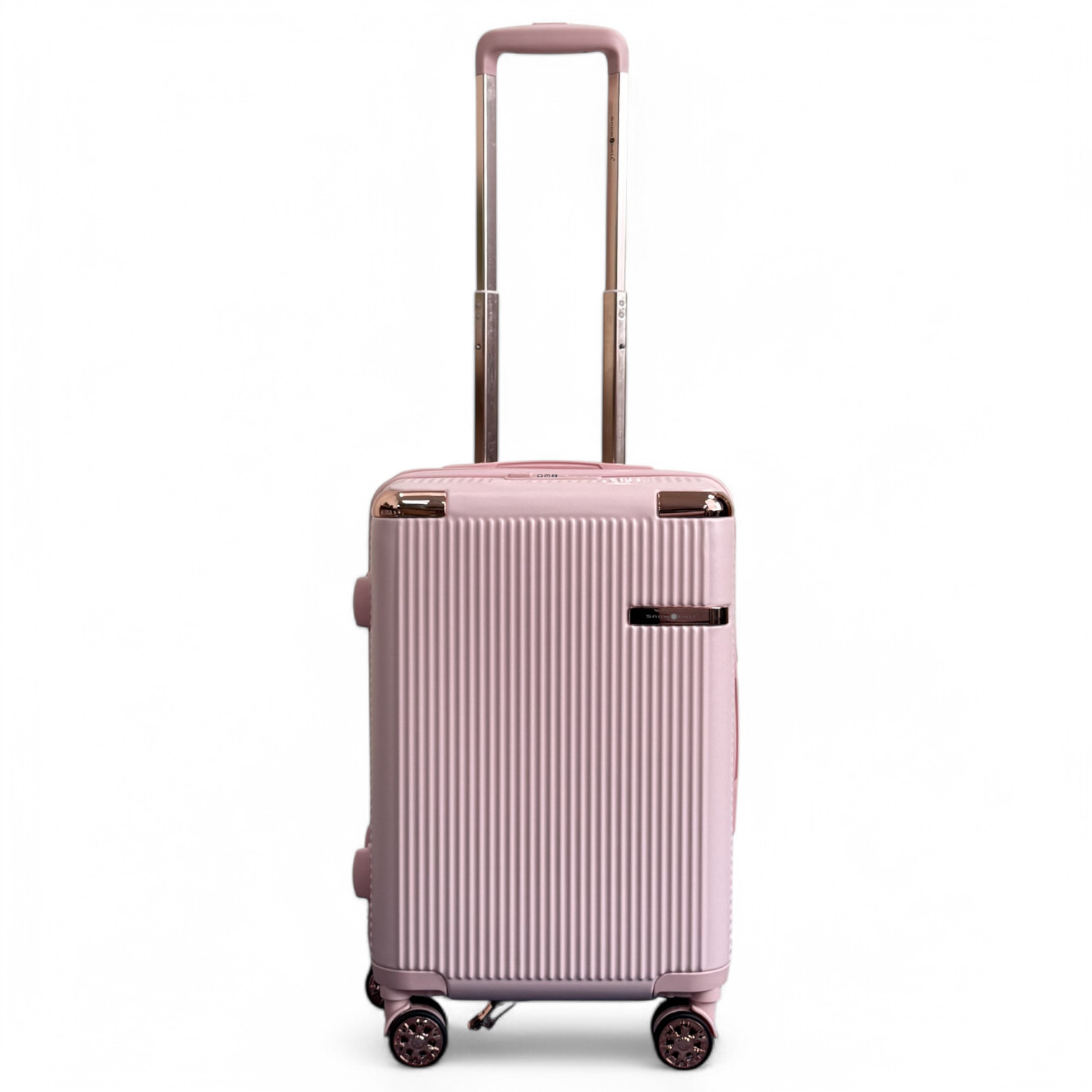 Infinity Leather Unisex Hard Shell Cabin 55 x 36 x 22 cm PC Suitcase Luggage Suitable for Easyjet, Ryanair - Rose Gold - Size Small