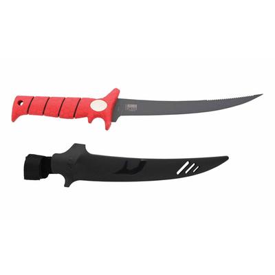 Bubba Tapered Flex Spine Filltet Knife 9in Stainless Steel Serrated Red Handle 1213885