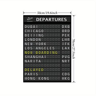 TEMU 1pc Unframed Canvas Wall Art Poster - Flight Board With Realistic Time & Display For Living Room, Bedroom, Or Home Office Decor, Airplane Decor Image