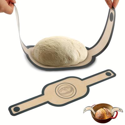 TEMU Silicone Baking Mats For Bread, In Oval And Round Shapes, Featuring A Surface For . Reusable Mats Come With Long Handles, Sourdough Bread Baking. Image