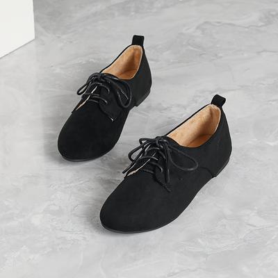TEMU [minimalist Charm] Women's Chic -like Flat Shoes With Tassel Detail - Casual Lace-up Oxford Style, Comfortable Round Toe Design, All , Shoes | Minimalist Shoes | Comfortable Wear, Cute Shoes Image