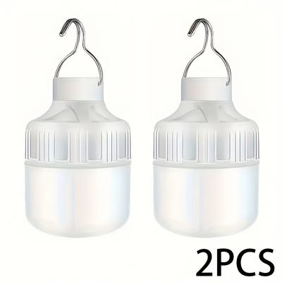 TEMU 2pcs Camping Portable , Portable Led Camping Light Bulb - Usb Charging, 3 Lighting , Tent Hanging, Outdoor Adventure, Bbq And Emergency Use Image