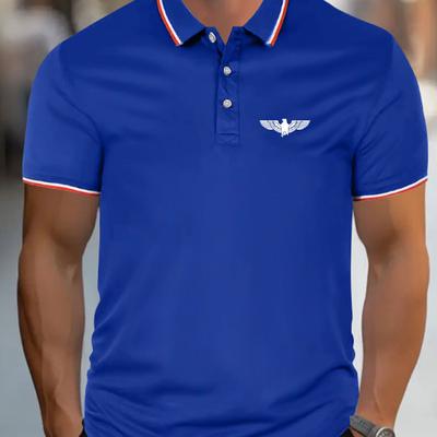 TEMU [lightweight] Men' Casual Shirt With & Eagle Design - Breathable, Comfortable Short Sleeve For Summer Sports And Leisure Image