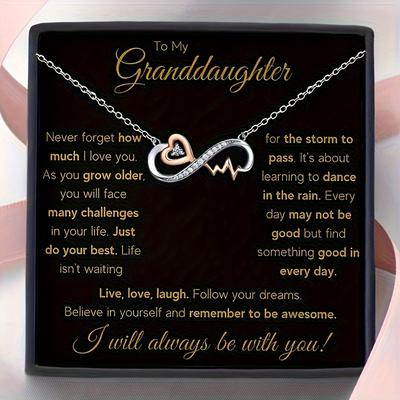 TEMU Infinity Heartbeat Copper Necklace For Women, Cubic Zirconia Heartbeat Pendant Gift For Daughter, Granddaughter, Birthday, Graduation, Christmas Image