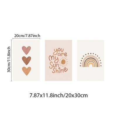 TEMU 3pcs Unframed Minimalist Poster, Pastel Canvas Print Wall Art Decor, Poster, Inspirational Artwork, Hearts Wall Decor, Rainbow Wall Decor, Art Prints, Home Decor, Posters, Ideal Gift, No Frame Image