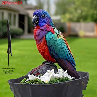 TEMU 2d Flat, High-rated 2d Flat Printing - 2d Flat Acrylic Parrot Garden Plugs - Wind, Rain, And Scratch Resistant Outdoor Decor Suitable For Patios And Lawns, Outdoor Garden Decoration, 2d Flat Image