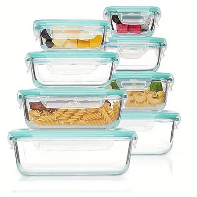 TEMU 8pcs Glass Meal Prep Containers Set, Microwave, Oven, Freezer And Dishwasher Safe Glass Meal Prep Containers Set For Healthy Food Storage, Fruit Snacks, Leftovers, Bpa-free Image