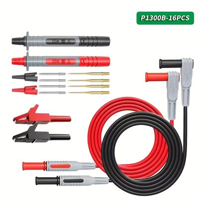 TEMU P1300 Series Test Lead Set With 4mm Banana Plug, Replaceable Multimeter Probe, And Alligator Clip For Testing. Image