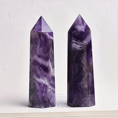 TEMU 1pc Amethyst Tower, Crystal Decor Crafts, Family Themed Crystal Stones For Home And Garden Decoration, Gifts, Couples, Love Image