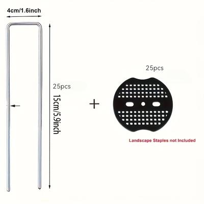 TEMU 50pcs U-shaped Ground Anchors & Washers - Galvanized Steel, Grass-proof Fabric Holders For Outdoor, Lawn, Garden Use, Fabric Fixing | Ushaped Anchors | Durable Fabric Holders Image