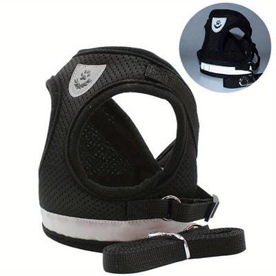 TEMU Adjustable Breathable Pet Harness And Leash Escape Proof Cat Vest Harness Kitten Leads Reflective Cat Collar Image