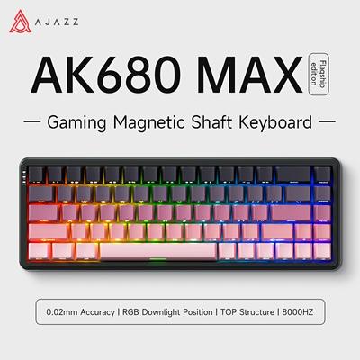TEMU Ajazz Ak680max Wired Hrt Magnetic Switch Mechanical Keyboard 68-key Full-key Hot-swappable Customized Mechanical Keyboard Mixed Color Lighting Portable Compact Rgb Lighting Di