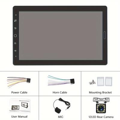 TEMU Hikity 10.1-inch Detachable Single Din Car Stereo With Carplayer For Auto 1 Din Touch Screen Radio With /1080p/eq Audio/swc/+backup Camera&mic (optional)