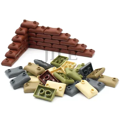 60 stücke Moc Bausteine Militär Sandsäcke Stadt Street View Armee Wand Szene Festung DIY Bricks Set Kompatibel Kinder Spielzeug Image