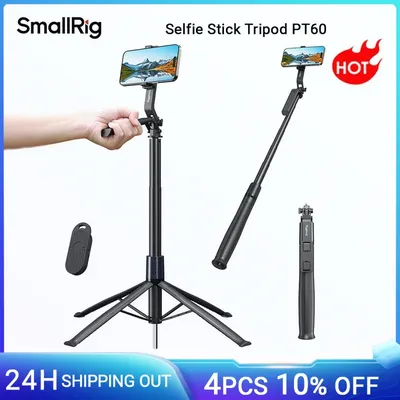 SmallRig Selfie Stick Tripod PT60 w Remote Control 4 Legs 360° Handle Adjustable Holder for iPhone for Camera Action Camera 4668