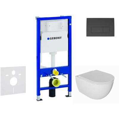 Duofix - Set Vorwandelement, wc Oudee mit Softclose-Sitz und Delta50-Betätigungsplatte, schwarz Image