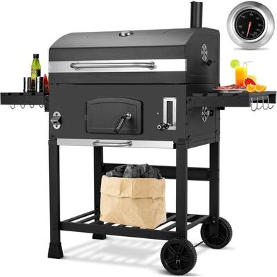 Holzkohlegrill BBQ Smoker Grillwagen Kohlegrillwagen Standgrill für Camping mit Thermometer Image