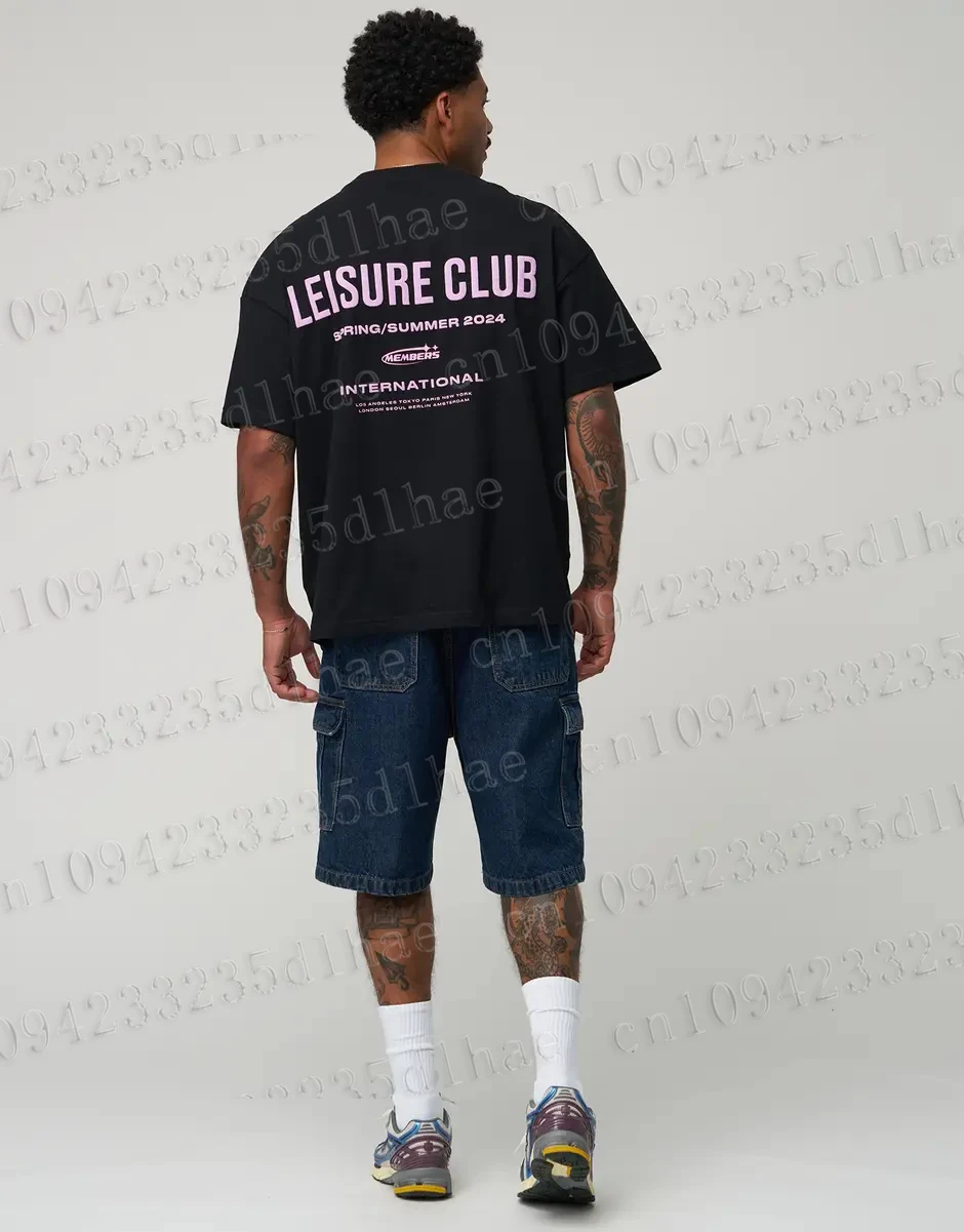 Leisure Club International Box Fit T-Shirt im Sommer, lässiges Kurzarm-T-Shirt, modische Hip-Hop-Streetwear-Paarkleidung