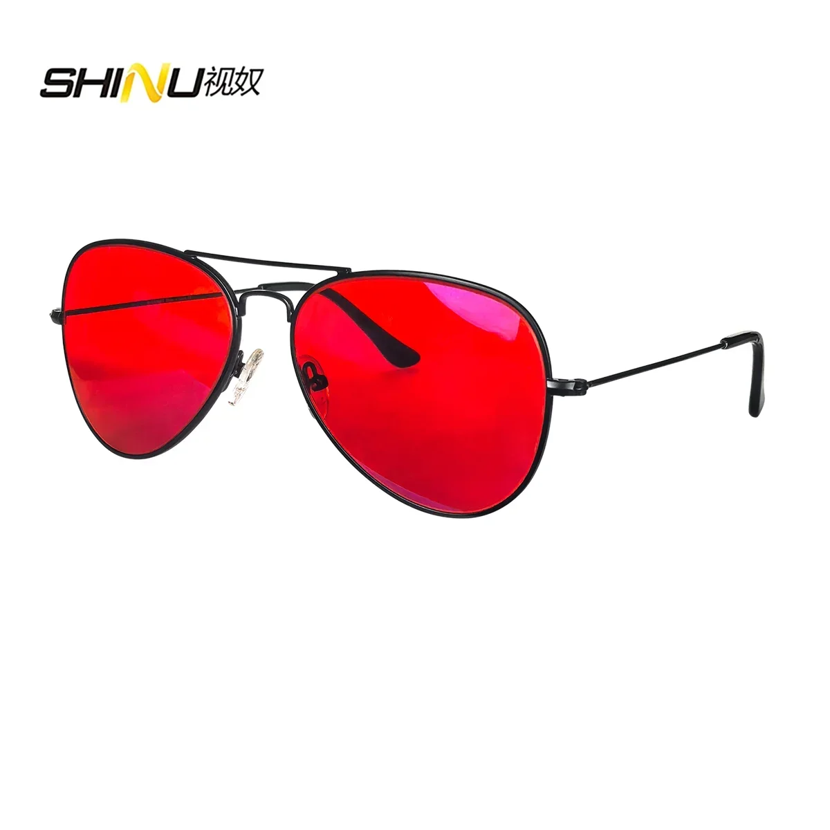 SHINU Blaulicht-Brille, rote Gläser, Brille für Herren, besserer Schlaf, orangefarbene Gläser für Gaming, Nachtsicht, gelbe Linse, Größe 3