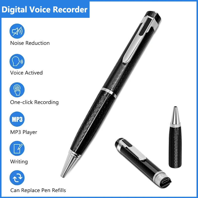 Digital Voice Recorder Professionelle Audio Aufnahme Stift 8GB 16GB 32GB 64GB 128GB Rauschunterdrückung Business Meeting Diktiergerät Image