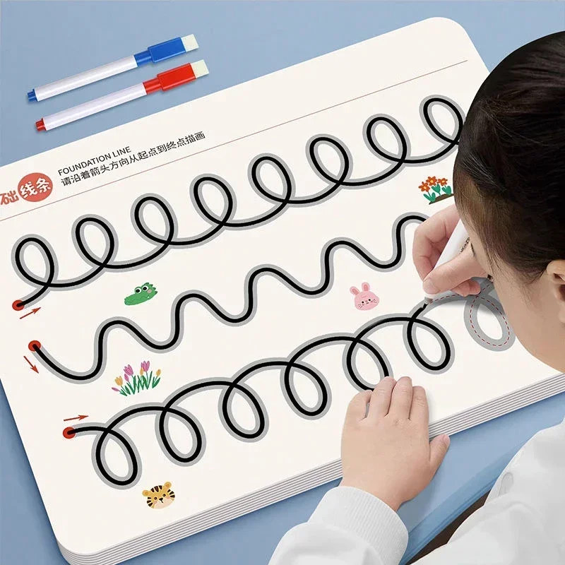 Magisches Nachzeichnungs-Arbeitsbuch, wiederverwendbares Kalligraphie-Copybook, Übungs-Zeichenbuch, Kleinkind-Lernen, Kinder, Montessori-Zeichnung Image