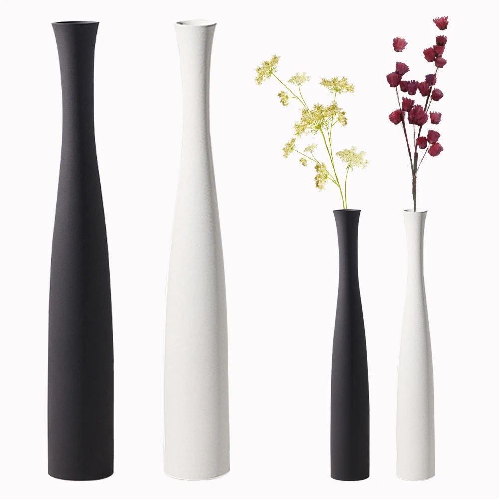 40 cm moderne Keramikvase, weiß, schwarz, Pflanzen, Ornamente, minimalistische Vase für Wohnzimmer, Zuhause, Büro, Party, Dekoration, Blumenflasche Image
