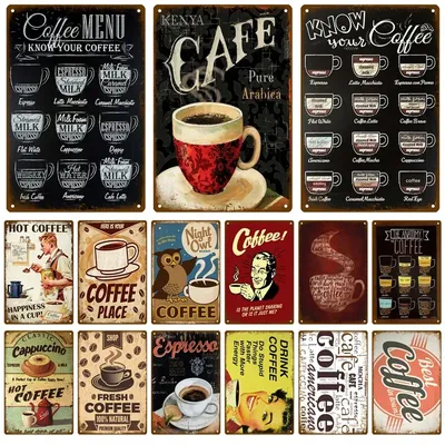 Metall Zeichen Retro Dekor Kaffee Vintage Zinn Zeichen Plaque Metall Platte Wand Kunst Poster Für Image