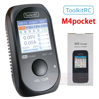 ToolkitRC M4Pocket V2 80W M4P 5A MINI Smart Compact Outdoor Ladegerät USB-C XT30 XT60 Ausgang für 1-4S Lipo LiHv LiFe Batterie 1S 2S 3S 4S