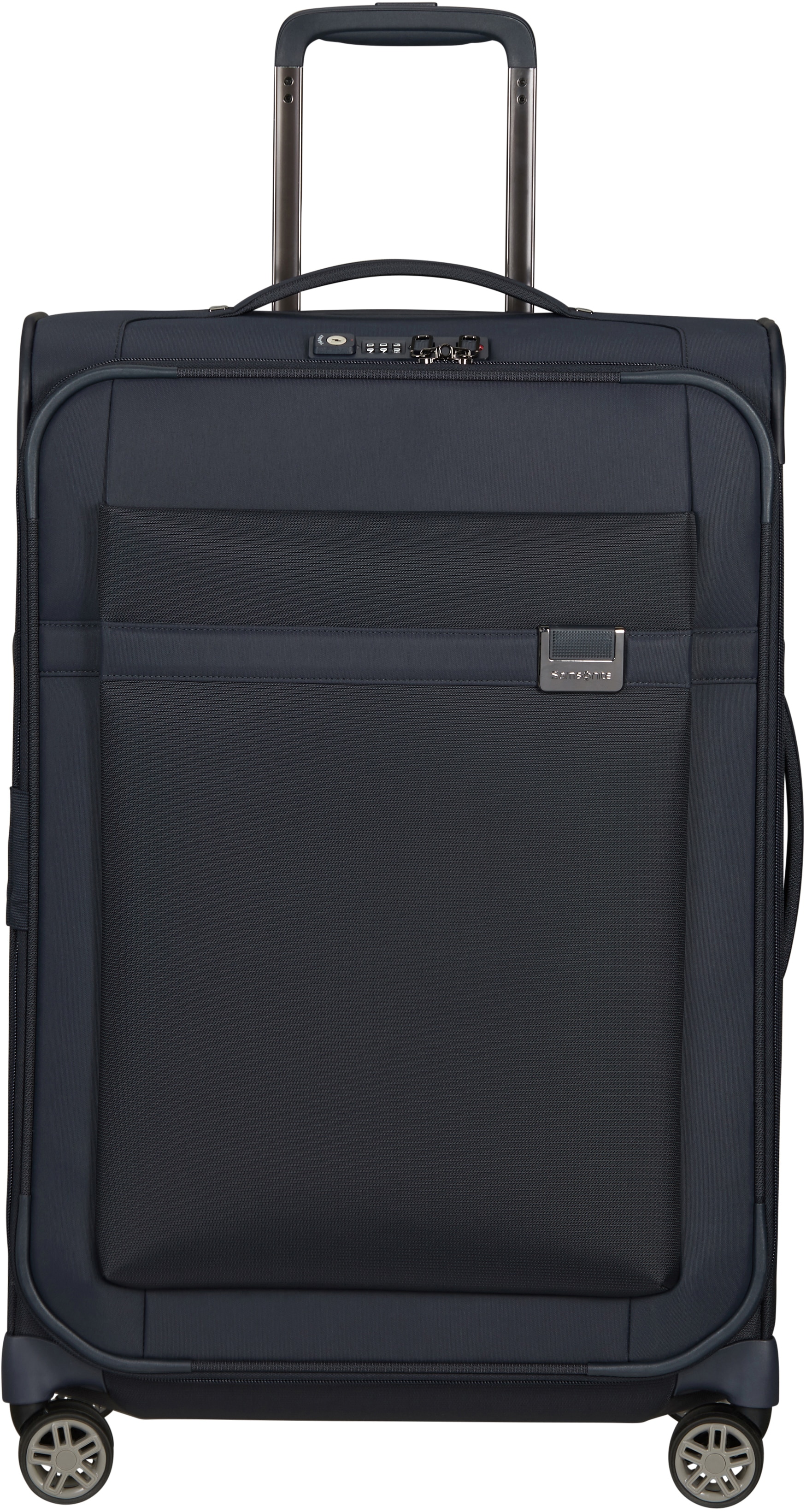 Weichgepäck-Trolley SAMSONITE "AIREA, verschiedene Größen und Farben", Gr. B/H/T: 43 x 67 x 26 73,5, blau (dunkelblau), Nylon, unifarben, Koffer, Weichschalen-Koffer Reisekoffer mit Volumenerweiterung bei M/L Image